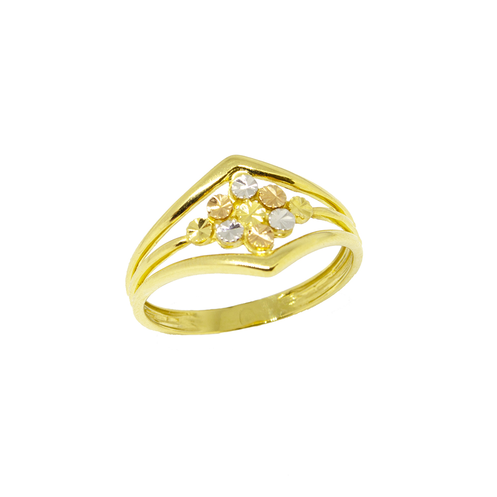 Anel Navete Flor Tricolor em Ouro 18 Kilates � 25447